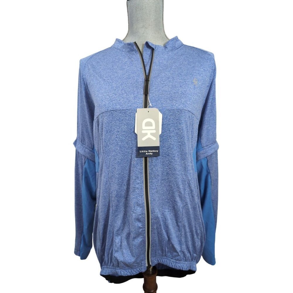 Little Donkey Andy Jacket Womens L Blue‎ Full Zip Pockets Lightweight Cycling